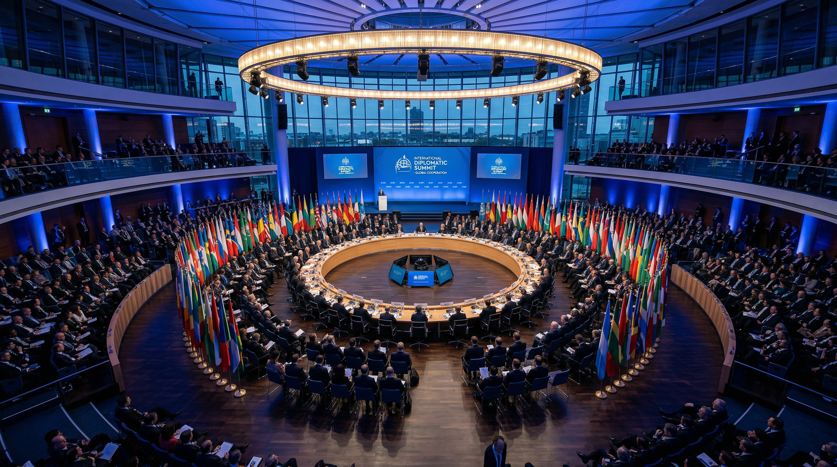 International diplomatic summit with global cooperation